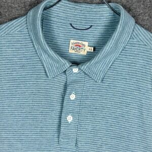 Faherty Polo Shirt Mens XL Blue Striped Golf Short Sleeve Modal Stretch Movement